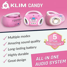 Load image into Gallery viewer, KLIM Candy Kids Portable CD Player for Kids - New Version 2024 - FM Radio - Batteries Included - CD Boombox for Kids - Cute Pink Radio cd Player with Speakers for Kids and Toddlers - Pink
