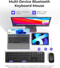 Load image into Gallery viewer, Wireless Bluetooth Keyboard and Mouse Combo (USB + Dual BT), seenda Multi-Device Rechargeable Slim Keyboard and Mouse, Compatible for Win 7/8/10, MacBook Pro/Air, iPad, Tablet - Black
