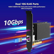 Load image into Gallery viewer, 10G PCI-E Network Card+Copper RJ45 Port, 10G NIC with Intel X540-T1 Conrtoller, VIMIN 10Gb Base-T Ethernet Network Card Compatible with PCI Express X8, X16, Support Windows/Windows Server/Linux/VMware
