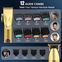 Load image into Gallery viewer, Suttik Professional Hair Clippers for Men, Cordless Beard Trimmer &amp; Electric Shavers for Men, Mens Hair Clippers and Trimmer Set Hair Cutting Kit for Barber with Case, Gold
