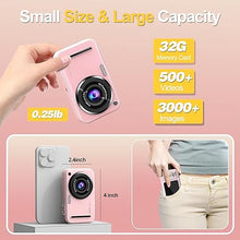 Load image into Gallery viewer, Digital Camera, Autofocus 48MP FHD 1080P Camera for Kids with 16X Zoom Anti Shake, Compact Portable Small Point and Shoot Digital Cameras with 32GB Memory Card for Teens Girls Kids Adults, Pink
