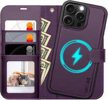 Load image into Gallery viewer, OCASE for iPhone 16 Pro Case Detachable Wallet Case with Card Holder, 2 in 1 Pu Leather Flip Folio with RFID Blocking Stand Wrist Strap Shockproof Phone Cover 6.3 Inch 2024, Dark Purple
