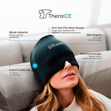 Load image into Gallery viewer, TheraICE Migraine Relief Cap, Soothing Headache Hat Ice Pack Mask, Face Cold Compress Cooling Gel Head Wrap Products for Tension, Stress &amp; Hangover
