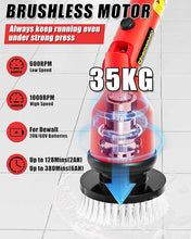 Load image into Gallery viewer, Electric Spin Scrubber Compatible for Milwaukee M18 18V Battery(Battery NOT Included), 1000 RPM Battery Powered Scrubber with Adjustable Extension Arm &amp; 8 Brushes &amp; Gloves for Tub/Tile/Floor
