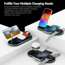 Load image into Gallery viewer, 2025 Upgraded 3 in 1 Charging Station for Apple Devices, Fast Magnetic Mag-Safe Wireless Charger Stand for iPhone 16/15/14/13/12 Series &amp; Apple Watch 1-9/Ultra &amp; AirPods Pro (Forest Green)
