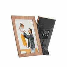Load image into Gallery viewer, Avyona 10.1” Smart WiFi Digital Photo Frame | HD IPS Touchscreen | 32GB Storage | Frameo App for Instant Wireless Photo &amp; Video Sharing | Auto-Rotate | Ideal Gift for Family &amp; Friends – Wooden Brown
