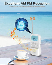 Load image into Gallery viewer, Digital AM FM Walkman Radio with Bluetooth, Portable Rechargeable Transistor Radio with Alarm Clock, Build-in Loud Speaker and Earphone Jack, Support TF Card Play and Record
