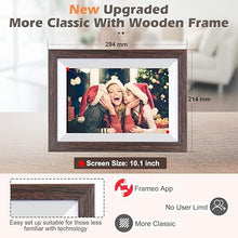 Load image into Gallery viewer, Frameo Digital Picture Frame WiFi 10.1inch Digital Photo Frame,Electronic Photo Frame Load from Phone,1280x800 IPS Touch Screen HD Display,Auto-Rotate,Share Photos/Video-Great Gift(Brown Wood)
