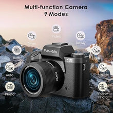 Load image into Gallery viewer, VJIANGER 2024 Upgrade 4K Digital Camera for Photography with 32GB SD Card, 64MP Vlogging Cmaera for YouTube with Front and Rear Camera, Camera Case, WiFi, 3000mAh Battery, 4.0&quot; Touch Screen(Black)
