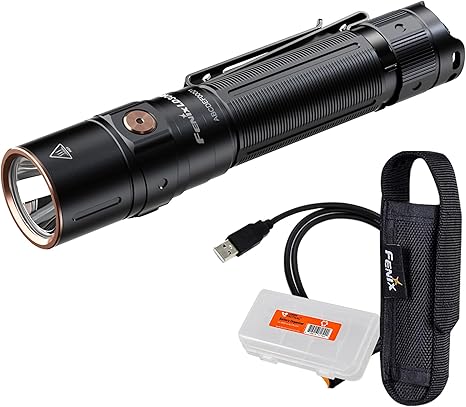 Fenix LD30R EDC Flashlight, 1700 Lumen USB-C Rechargeable for Everyday Carry Compact Tactical Duty Light with Durable Pocket Clip, Holster and Lumentac Battery Organizer