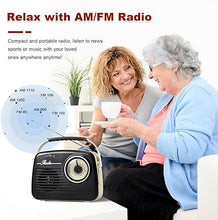 Load image into Gallery viewer, Am Fm Radios with Bluetooth, Portable Radio Support Battery Operated or Plug in Wall for Home &amp; Outdoor, Strong Reception, Large Dial Easy to Use for Fishing/Party/Camping (Black)
