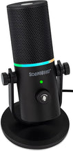 Load image into Gallery viewer, SoundBeast Firebird USB Microphone - with Volume Control, Noise Reduction Mode, RGB Lighting, Headphone Jack - for Gaming, Podcasting, Singing, Video Production, &amp; More - for Computers
