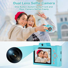 Load image into Gallery viewer, Digital Camera for Teens, 48MP FHD Dual Camera with 2.5K Video, 32GB SD Card, 8X Zoom, Blue Small Camera with Card Reader, Compact Point and Shoot Camera with Games for Kids, Boys, Student
