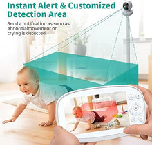 Load image into Gallery viewer, Baby Monitor, 5.5&quot; Split-Screen 2-Way Talk Video Baby Monitor with Camera and Audio, Auto Motion Tracking, Al Virtual Fence, Local Video Playback, Cry Detection, 5X Zoom,VOX, No WiFi (White)
