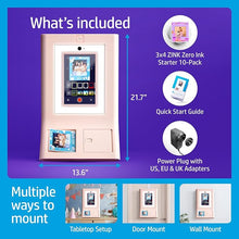 Load image into Gallery viewer, HP Sprocket Photo Booth Machine Instant Color Photo Printer - 10.1&quot; Touchscreen, LED Ring Light - Customize w/250+ Fun Frames, Prints on 3x4 Zink Paper or Share via QR Code, Mobile Notify App -Pink
