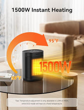 Load image into Gallery viewer, 1500W Space Heaters for Indoor Use, Portable Electric Heater with ECO Mode, 59-95°F Digital Thermostat, Child Lock, 24H Timer, Small Space Heater for Bedroom Office Living Room
