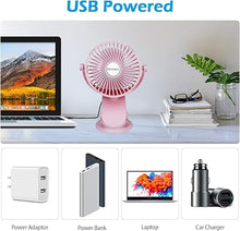 Load image into Gallery viewer, Battery Operated Clip on Stroller Fan, Portable Mini Desk Fan Rechargeable, USB Powered Clip Fan for Baby Stroller Office Outdoor Travel, Pink
