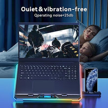 Load image into Gallery viewer, RGB Laptop Cooling Pad Gaming Laptop Cooler, Laptop Fan Cooling Stand with 13 Quiet Cooling Fans for 15.6-17.3 inch laptops, 9 Height Stand, LED Lights &amp; LCD Screen, 2 USB Ports, Lap Desk Use
