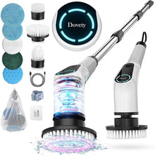 Load image into Gallery viewer, Electric Spin Scrubber, Cordless Cleaning Brush, Shower Scrubber with 8 Replaceable Brush Head, Power Cleaning Brush with Extension Handle, 2 Adjustable Speed, for Bathtub Grout Tile Floor
