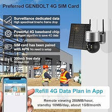 Load image into Gallery viewer, GENBOLT 4g LTE Cellular Security Camera Wireless 2K, 6W 12000mAh Battery Operated Surveillance Camera No WiFi, PTZ IP Camera System with SIM Card Cellular, PIR Siren Alarm Humanoid Detection
