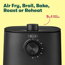 Load image into Gallery viewer, BELLA 3 Qt Manual Air Fryer Oven and 5-in-1 Multicooker with Removable Nonstick and Dishwasher Safe Crisping Tray and Basket, 1400 Watt Heating System, Matte Black
