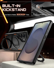 Load image into Gallery viewer, Poetic Neon MagPro Case for Samsung Galaxy S25 Ultra 5G, [Magnetic Ring Stand] Dual Layer Rugged Slim Shockproof Protective Cover, Black/Orange
