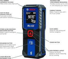 Load image into Gallery viewer, BOSCH GLM100-23 100 Ft Blaze Laser Distance Measure, Includes 2 AA Batteries
