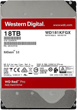 Load image into Gallery viewer, Western Digital 18TB WD Red Pro NAS Internal Hard Drive HDD - 7200 RPM, SATA 6 Gb/s, CMR, 512 MB Cache, 3.5&quot; - WD181KFGX
