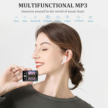 Load image into Gallery viewer, MP3 Player with Bluetooth 5.2, 32GB Music Player HiFi Sound Shuffle Single Loop FM Radio Built-in HD Speaker Voice Recorder Mini Design Touch Screen Ideal for Sport (Earphones Included)
