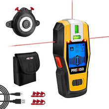 Load image into Gallery viewer, PREXISO 2-in-1 Stud Finder with Laser Level, Rechargeable Multi Surface Cross Line Laser &amp; Wall Stud Scanners Tool for Hanging Frames &amp; Picture, Wood Ac Wire Metal Studs Joist Pipe Detection
