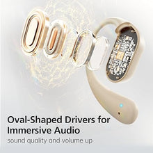Load image into Gallery viewer, Open Ear Headphones, 35 Hours Playtime True Wireless Open Ear Earbuds with Ear Hooks, Air Conduction Headphones, Bluetooth 5.3, Clear Calls, IPX6 Waterproof Wireless Earphones - Beige
