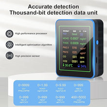 Load image into Gallery viewer, Air Quality Monitor,15-in-1 Smart Air Quality Tester with PM2.5/PM10,CO2,CO,TVOC,HCHO,AQI,Temperature &amp; Humidity, Timer, Real Time Display, Battery Powered, Air Quality Meter for Home&amp;Office
