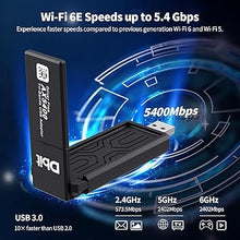 Load image into Gallery viewer, DBIT WiFi6E USB 3.0 WiFi Adapter for PC, AX5400M 802.11AX, Tri-Band 6GHz/5GHz/2.4GHz, WPA3, Wireless USB WiFi Dongle Network Adapter for PC Laptop, Only Compatible with Windows 11/10
