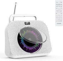 Load image into Gallery viewer, CD Player Desktop Bluetooth CD Player with Speakers CD Boombox with Timer Display &amp; Dual Bluetooth Support Sleep Music &amp; Timer USB AUX TF Card Playback
