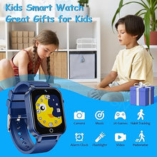 Load image into Gallery viewer, 1.5 Inches Kids Smart Watch for Boys Girls, 26 Puzzle Games, Smartwatch with Camera, Pedometer, Video Voice Music Player Learning Card,Christmas Birthday Gift for 3-12 Years Children (Blue)
