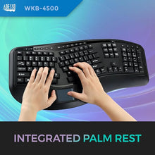 Load image into Gallery viewer, Adesso WKB-4500UB - Wireless Ergonomic Desktop Touchpad Keyboard, Split Keys Design, Palm Rest, Media Control Hotkeys, Long Battery Life - Compatible for Laptop/Desktop, Black
