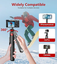 Load image into Gallery viewer, Huryfox Selfie Stick Phone Tripod - 71 inch Tall Cell Phone Holder with Detachable Wireless Remote, Phone Stand for Recording, Video and Picture, Compatible with iPhone, Android Phone, Camera &amp; Gopro
