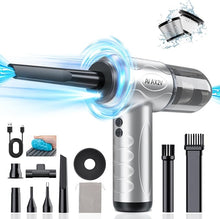 Load image into Gallery viewer, 4-in-1 Compressed Air Duster, 120000RPM Mini Vacuum Keyboard Cleaner, Air Blower&amp; Pumper, Keyboard Duster with LED Light - Electric Air Duster Cleaner for Computer and Car Deep Cleaning
