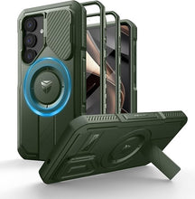 Load image into Gallery viewer, Dexnor for Samsung Galaxy S25 Case with Camera Cover &amp; Adjustable Kickstand &amp; Built-in Screen Protector, Magnetic Rugged Shockproof Bumper Cases Heavy-Duty Magnetic Protective Cover (2025),Army Green
