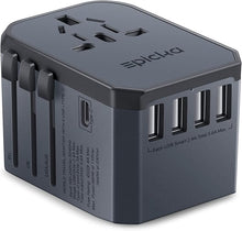 Load image into Gallery viewer, EPICKA Universal Travel Adapter One International Wall Charger AC Plug Adaptor with 5.6A Smart Power and 3.0A USB Type-C for USA EU UK AUS (TA-105, Space Gray)
