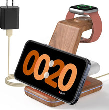 Load image into Gallery viewer, Wireless Charger for iPhone Charging Station: 3 in 1 Phone Charger Stand for iPhone 16/15/14/13/12/11/SE/X Pro Max Plus - Apple Watch Ultra/10/9/8/SE/7/6/5/4/3 - AirPods 2/3/4 Pro
