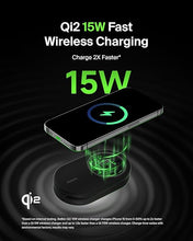 Load image into Gallery viewer, Belkin MagSafe-Compatible iPhone Charger, 2-in-1 Magnetic Foldable Charger 15W - Qi2-Certified Wireless Charger for Apple iPhone 16, iPhone 15 w/Non-Slip Base, PSU Included - Black
