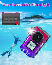 Load image into Gallery viewer, 8K 70MP Digital Camera with 64G Card, 33FT Underwater Camera Waterproof Rugged Dustproof Shockproof for Snorkeling Diving, Selfie Dual-Screen Point and Shoot Digital Camera(Gradient Purple)
