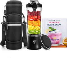 Load image into Gallery viewer, Portable Blender with Insulated Carrying Case &amp; Recipe Book for Shakes and Smoothies, 20 OZ Personal Juicer Electric Protein Shaker Bottle, Mini Small Blender Cup with USB-C Rechargeable, Travel Lid
