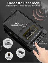 Load image into Gallery viewer, Gracioso Cassette Player Converter, Portable Cassette to MP3 Music via U Disk/SD Card or PC, Record to Cassettes/USB/SD Card via Mic,Cassette Tape Player with Headphone Jack,Retractable Handle
