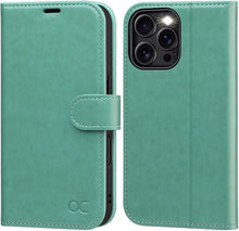 Load image into Gallery viewer, OCASE Compatible with iPhone 16 Pro Wallet Case, PU Leather Flip Folio Case with Card Holders RFID Blocking Kickstand [Shockproof TPU Inner Shell] Phone Cover 6.3 Inch 2024, Green
