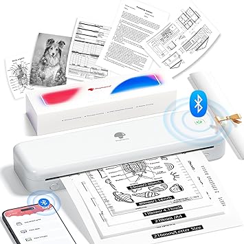 Phomemo M834 Ultra Portable Printer,(Upgraded) Wireless Bluetooth Thermal Printer 8.5