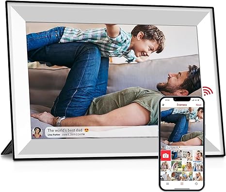 10.1'' WiFi Digital Picture Frame with 32GB Storage, Frameo 1280 * 800 HD Touch Screen Smart Electronic Digital Photo Frame, Instantly Share Photos and Video