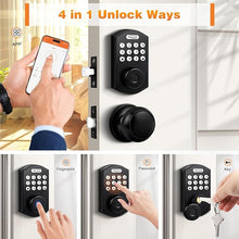 Load image into Gallery viewer, Probrico Smart Keyless Entry Door Lock with Handle Set, Fingerprint Digital Door Lock for Front Door, Door Knob with Electronic Keypad Deadbolt Lock, Auto Lock, App, Black
