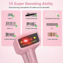 Load image into Gallery viewer, USB Wireless Barcode Scanner,Symcode Handheld Laser 1D Bar Code Reader Scanner (2.4GHz Wireless &amp; USB2.0 Wired) Rechargeable Cordless 1D Barcode Scanner Wireless
